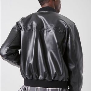 Blessed Faux Leather Bomber Jacket
